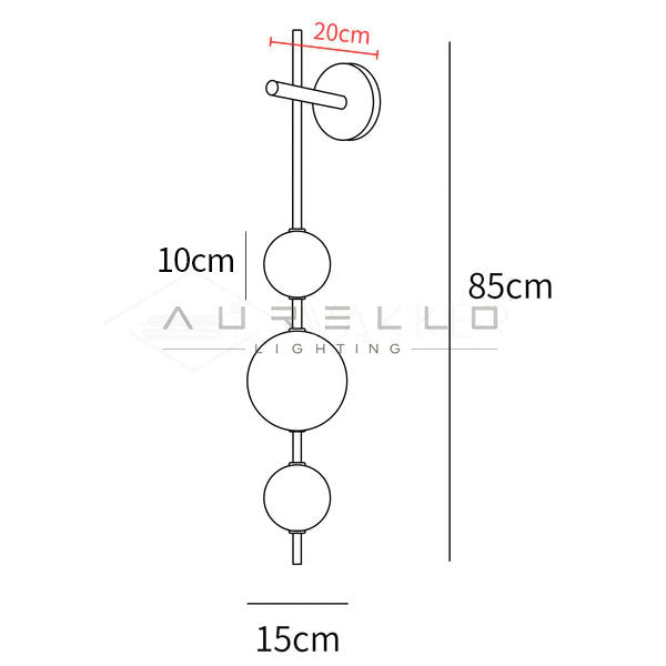 Vertical Globe Wall Lamp — large globes, H33.5