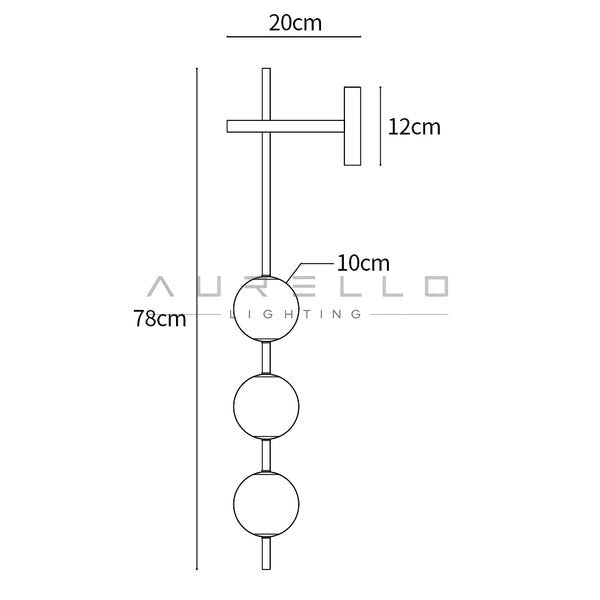 Vertical Globe Wall Lamp — small globes, H30.7