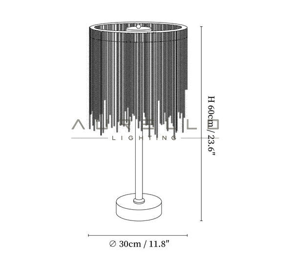 Cadena Tassel Table Lamp — size diagram