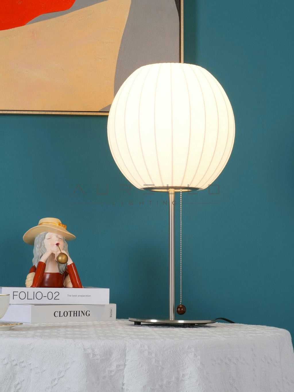 Faux Silk Bubble Table Lamp