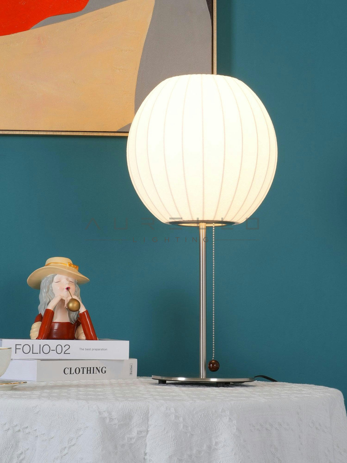 Faux Silk Bubble Table Lamp