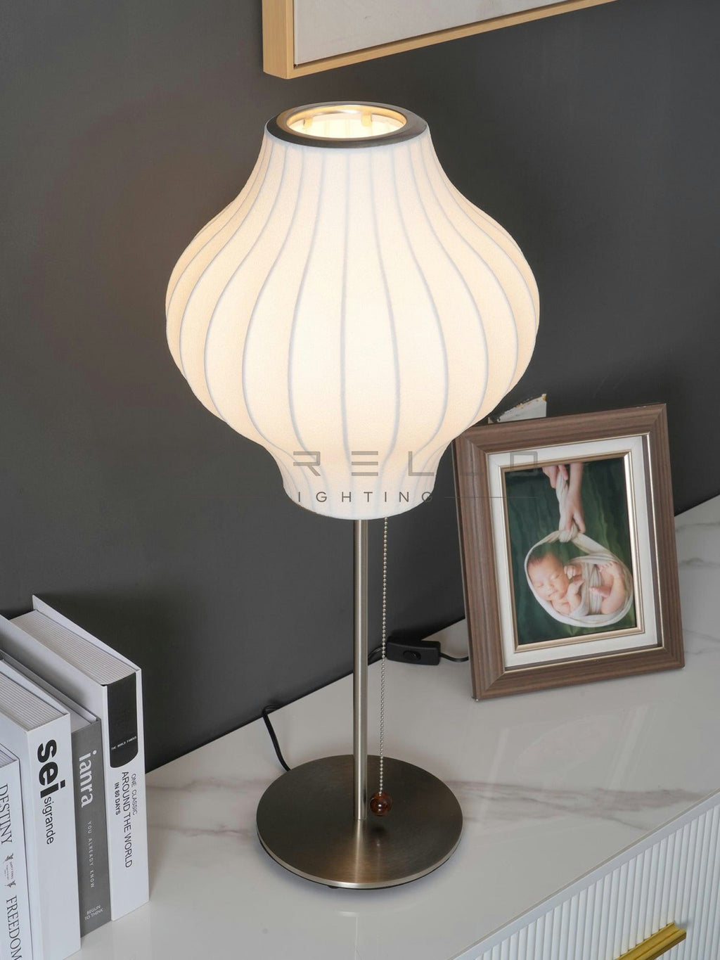 Faux Silk Bubble Table Lamp