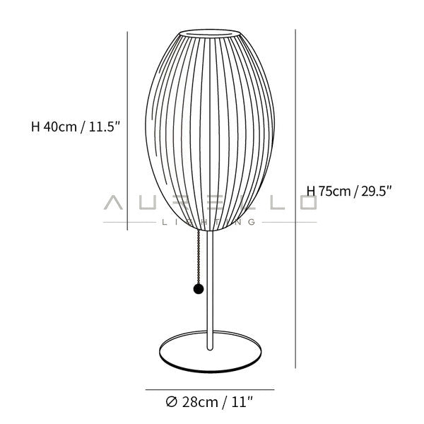 Faux Silk Bubble Table Lamp — Model A size diagram