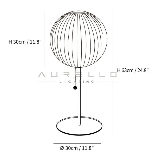 Faux Silk Bubble Table Lamp — Model B size diagram