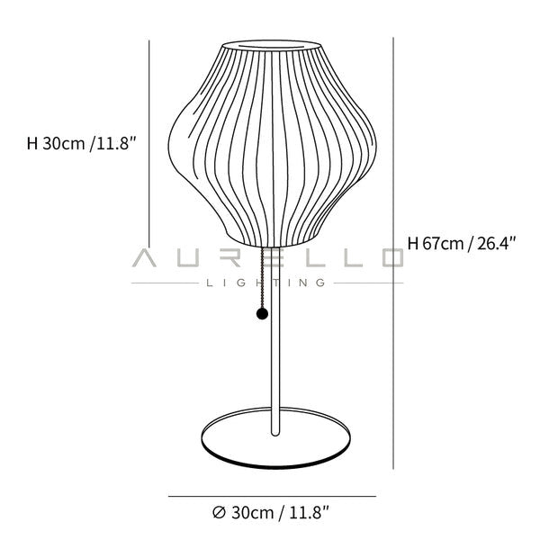 Faux Silk Bubble Table Lamp — Model C size diagram