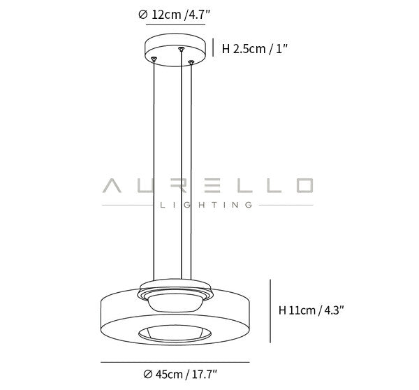 Levels Series Pendant Light — single layer size diagram