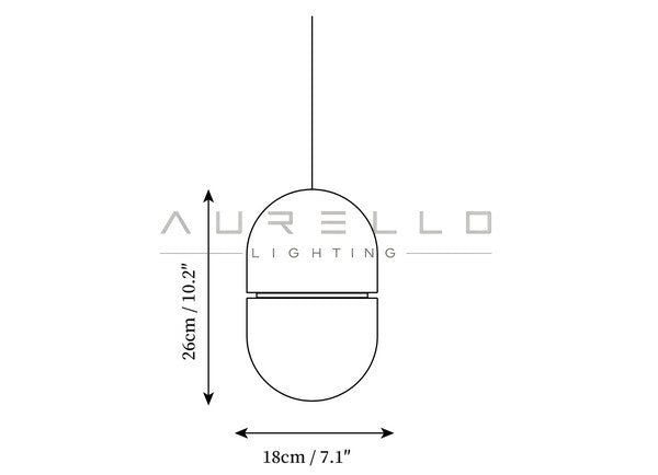 YUM Alabaster Pendant Light — large single head size diagram