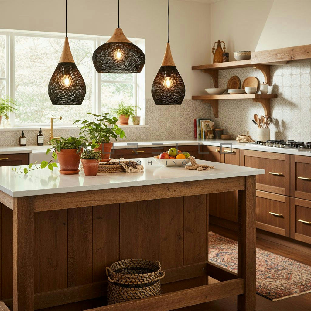 Braided Rattan Pendant Lamp