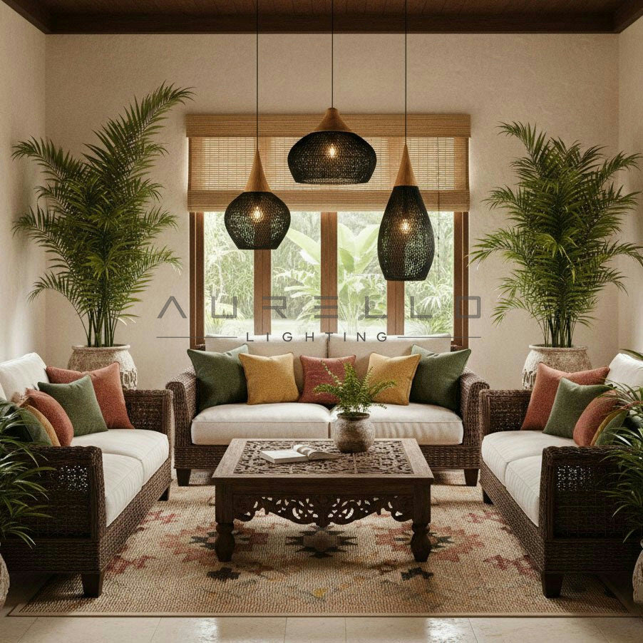 Braided Rattan Pendant Lamp