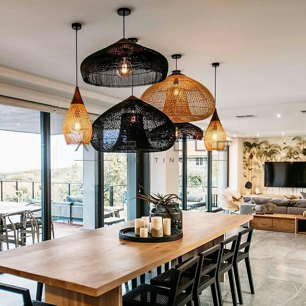 Braided Rattan Pendant Lamp