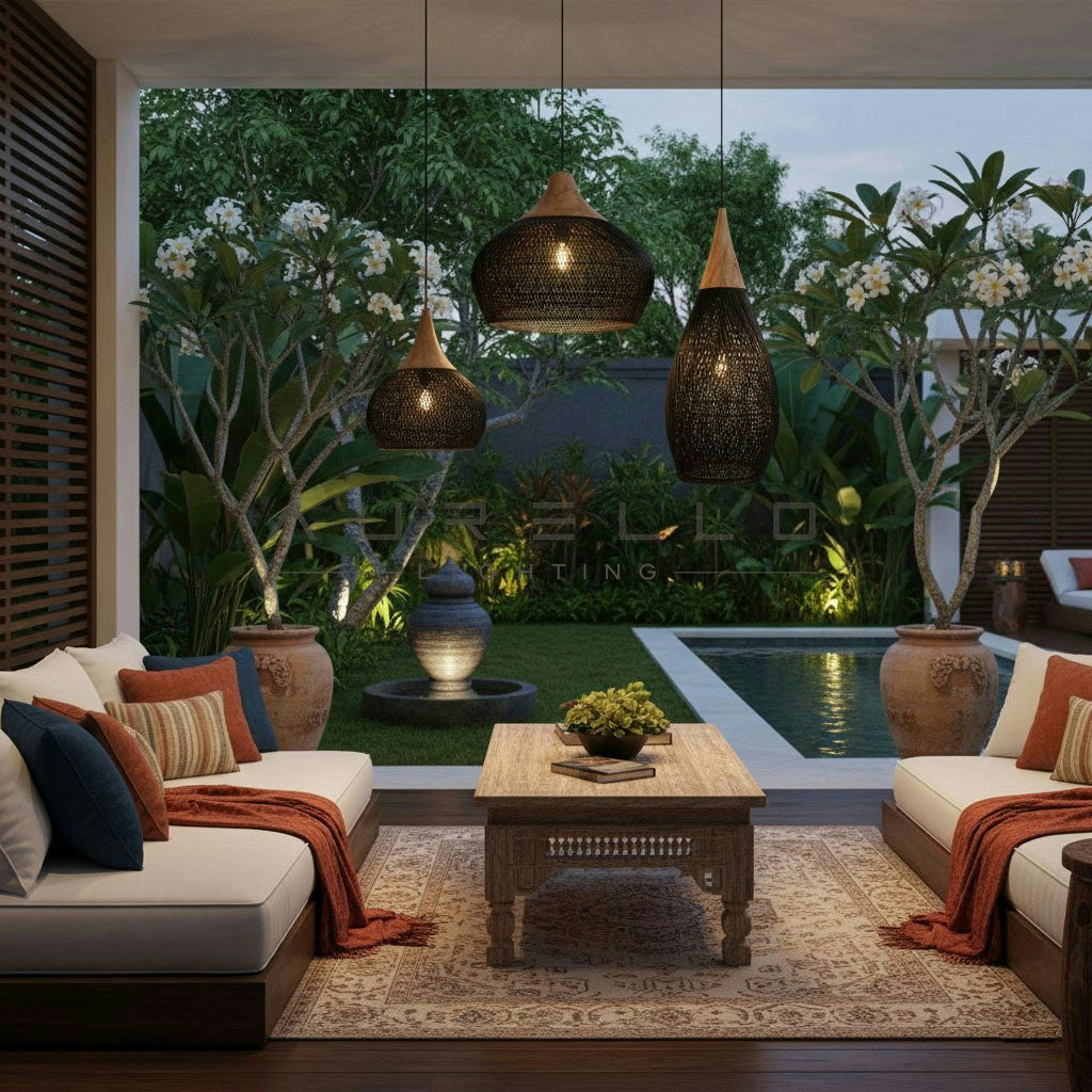 Braided Rattan Pendant Lamp