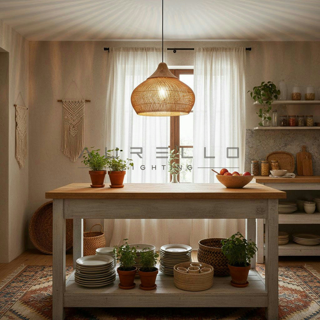 Braided Rattan Pendant Lamp