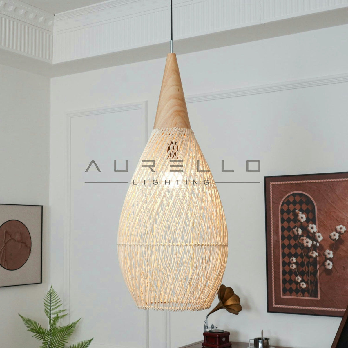 Braided Rattan Pendant Lamp