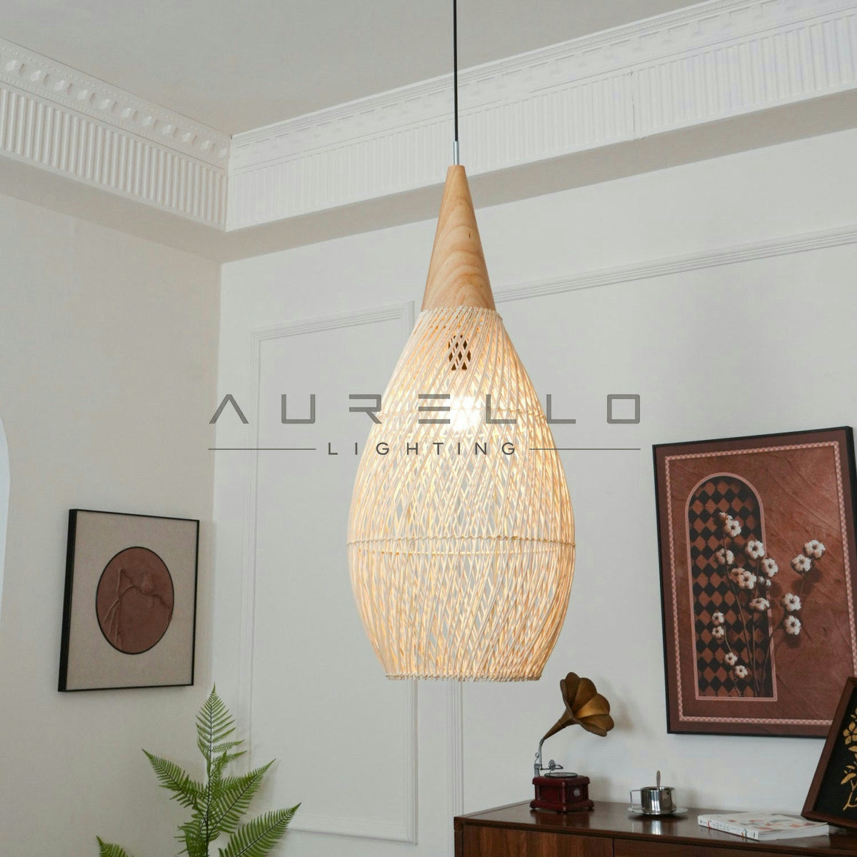 Braided Rattan Pendant Lamp