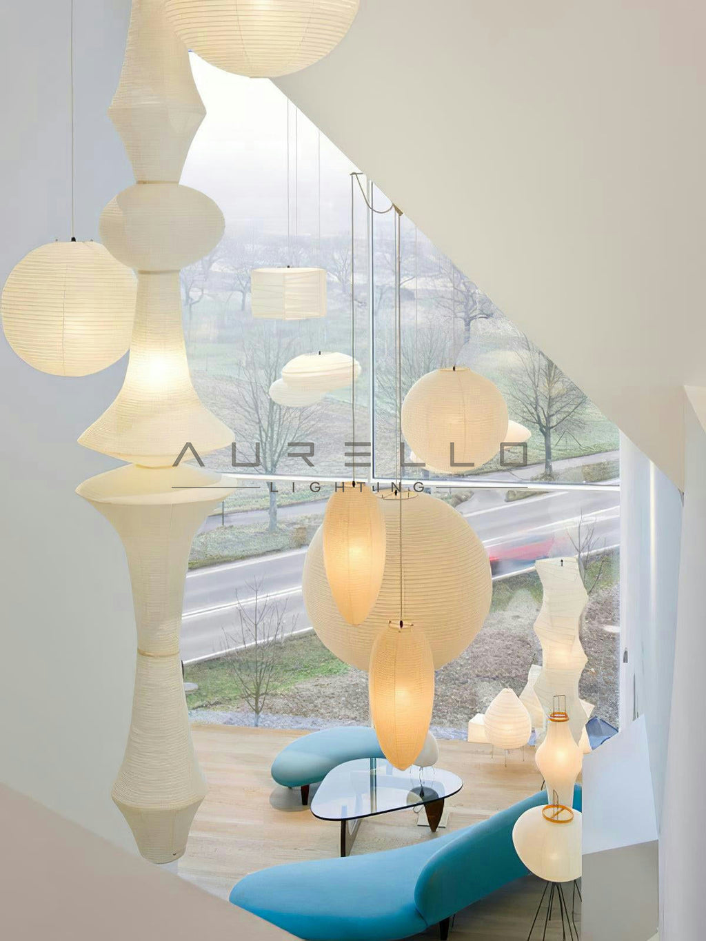 Washi Paper E Pendant Light