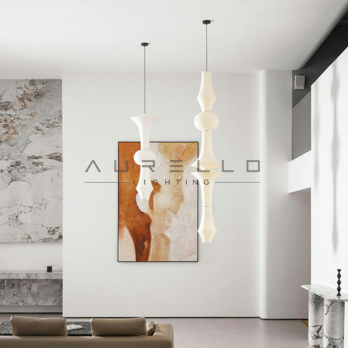 Washi Paper E Pendant Light