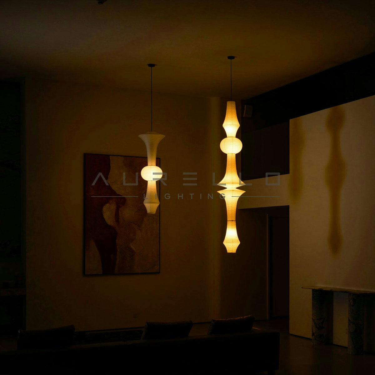 Washi Paper E Pendant Light