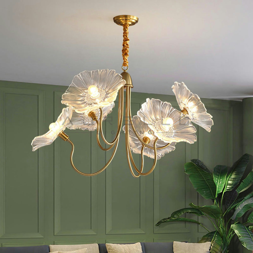 Lotus Leaf Glass Chandelier